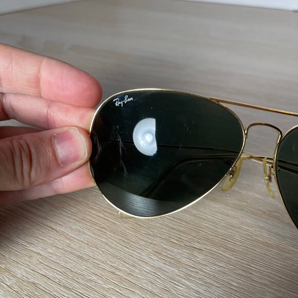 Vintage B&L Ray-Ban Aviator Sunglasses Gold Metal Frames 62-14 USA - Picture 5 of 13